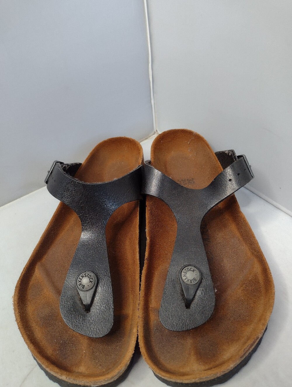 Birkenstock Womens Gizeh Thong Sandals Size 38 Black Cork Comfort T